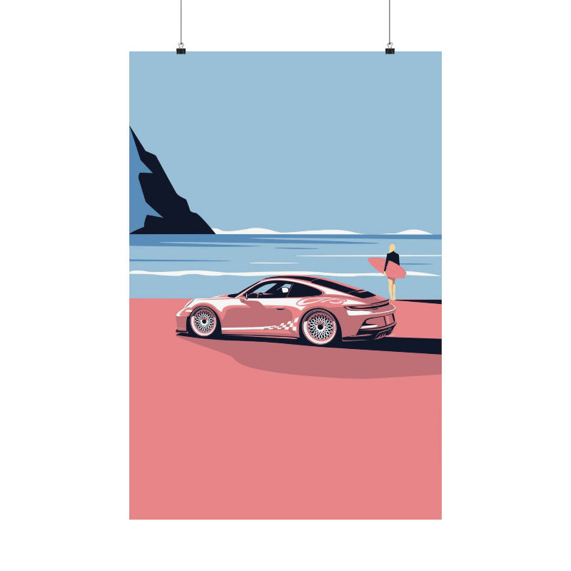 Porsche 911 992 GT3 Barbie Car Poster Print Canvas Wall Art Decor Man Cave idea bedroom