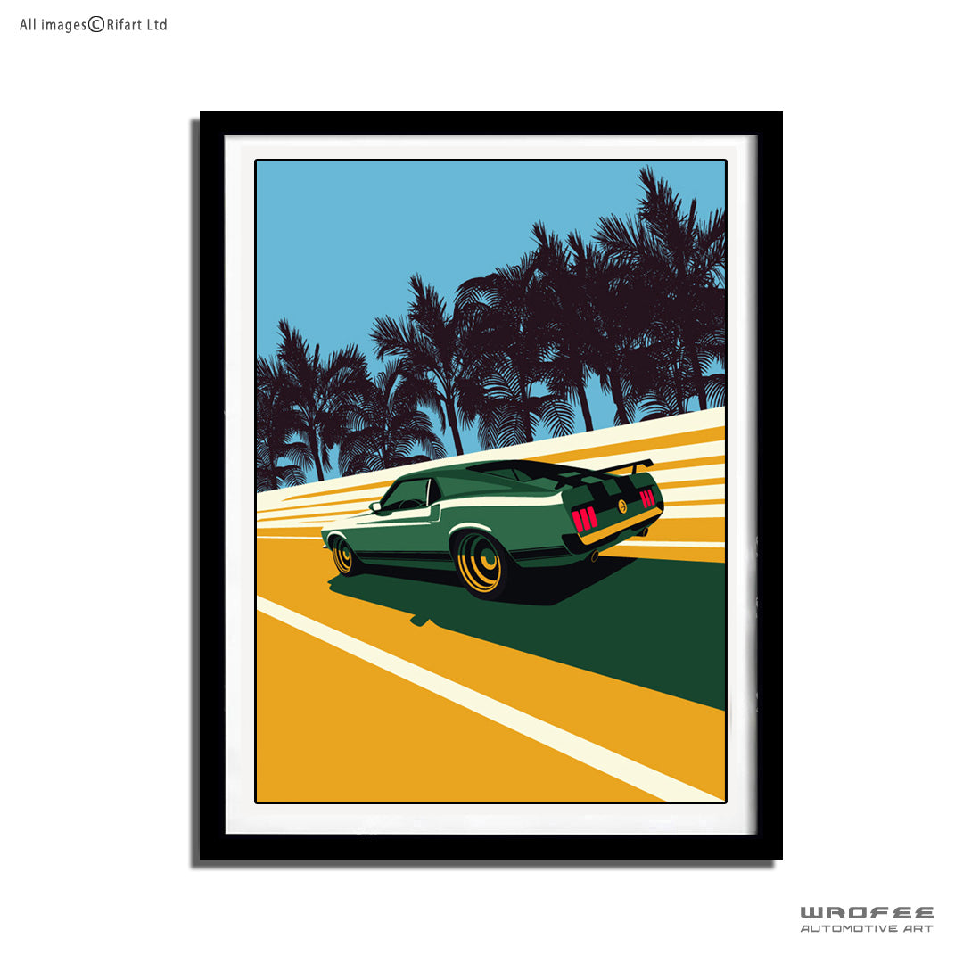 Baba Yaga & Vintage Mustang Boss 302 Muscle Car Print