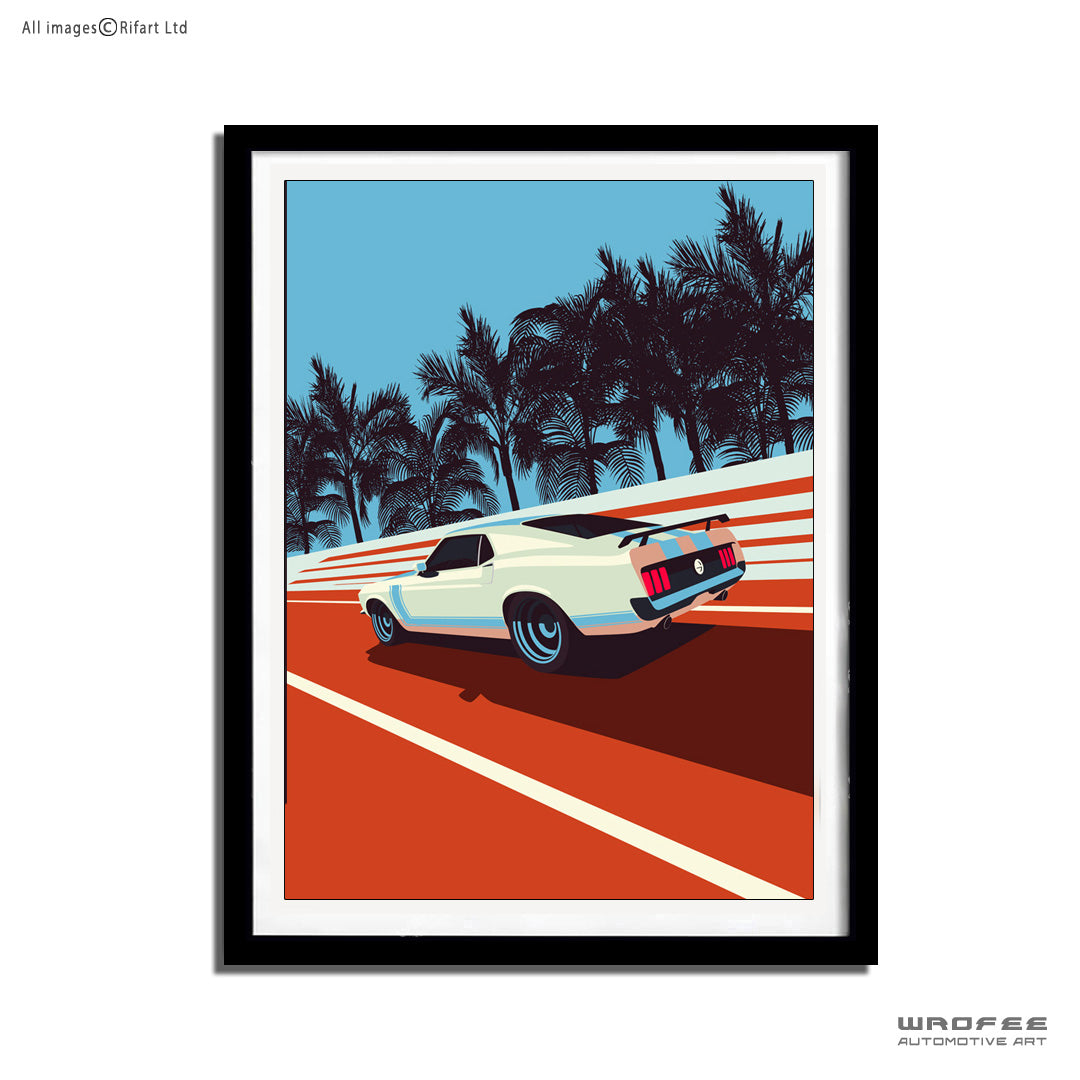 Baba Yaga & Vintage Mustang Boss 302 Muscle Car Print