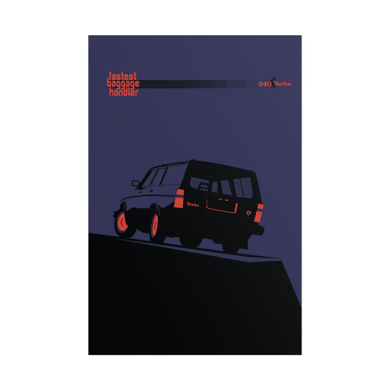 240 Turbo Vintage Car Poster, Retro Wall Art Decor Wagon Canvas Print, Handcrafted by Wrofee