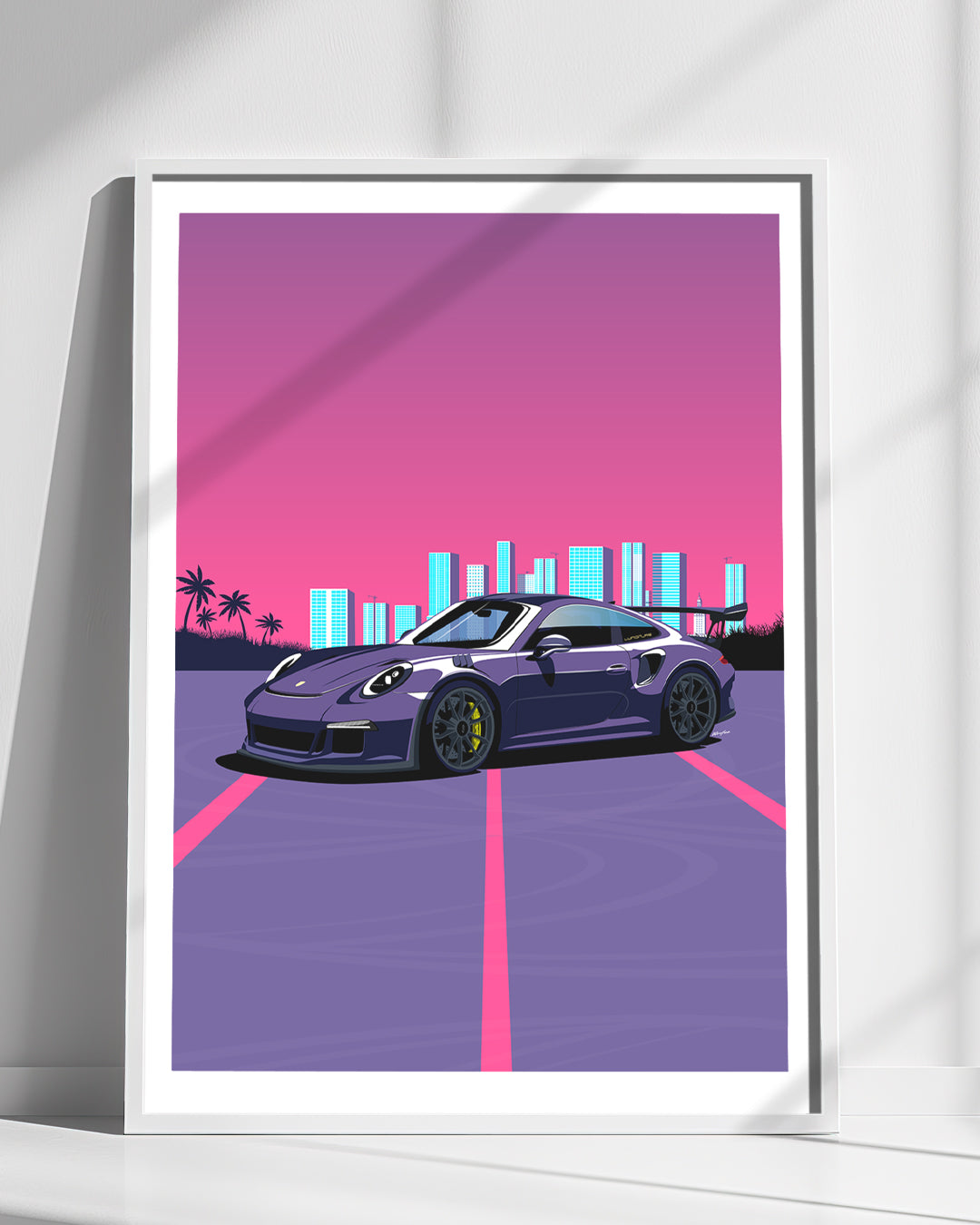 GT3 RS style race car print with Miami background