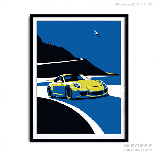 Porsch 911 GT3 991 Retro Vintage Car Wall Art Decor Print Poster