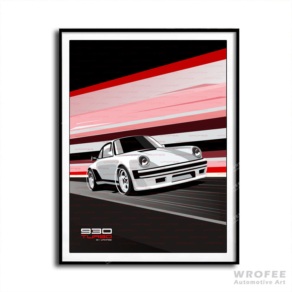 Porsche 911 930 Turbo Vintage Retro Classic Car Wall Art Decor Garage Poster