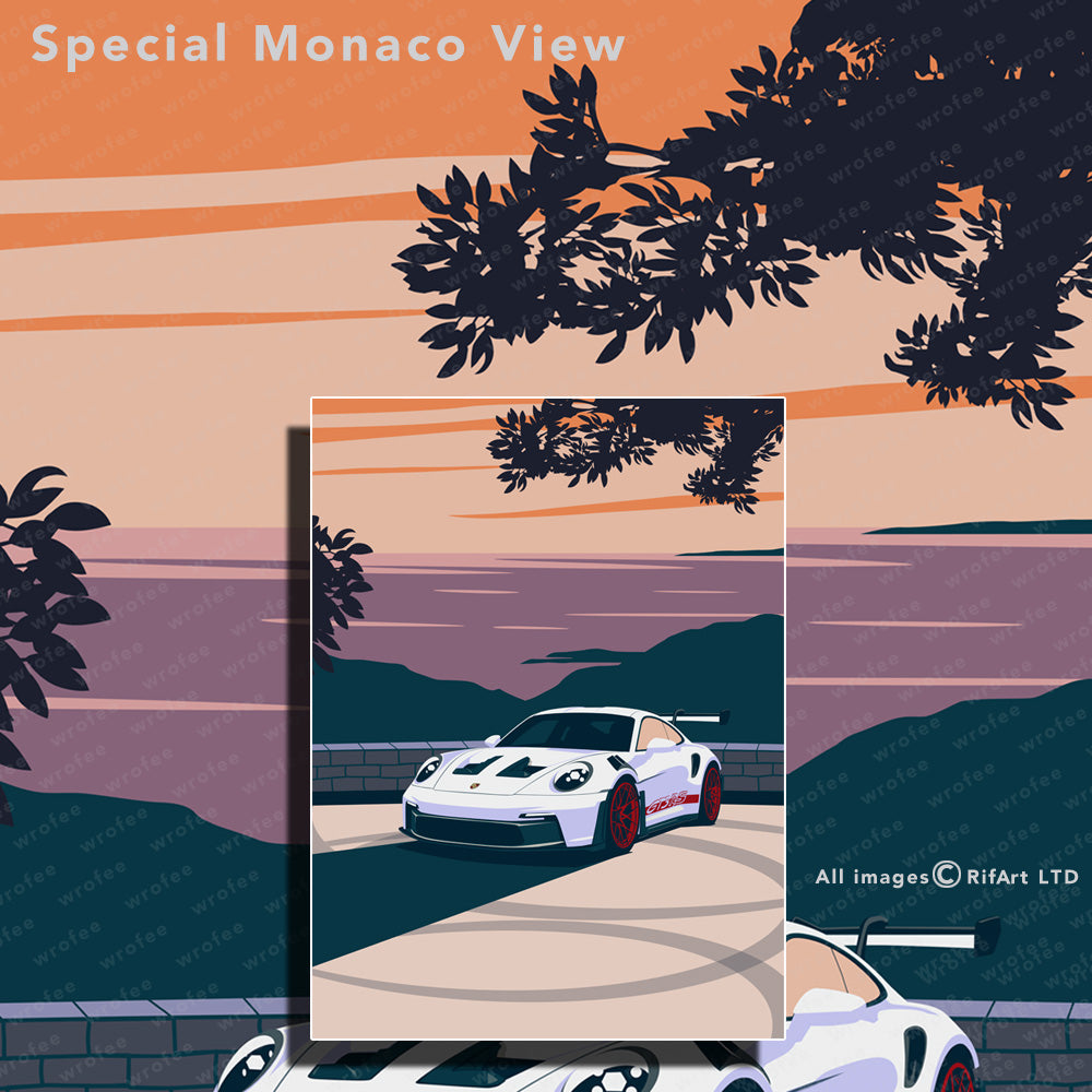 992 GT3 RS in the Monaco Hills Wall Art Print
