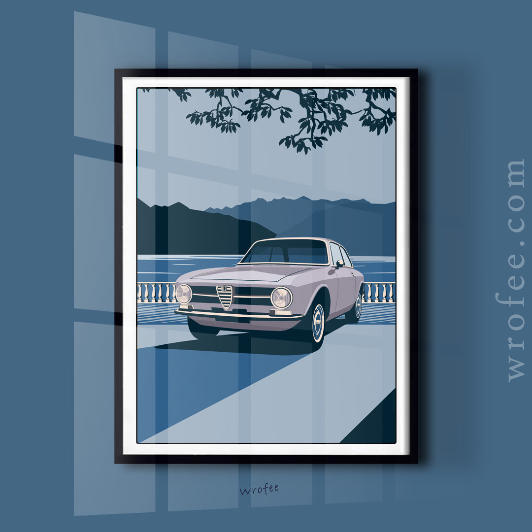Alfa Coupe Vintage Car Wall Art Decor Poster