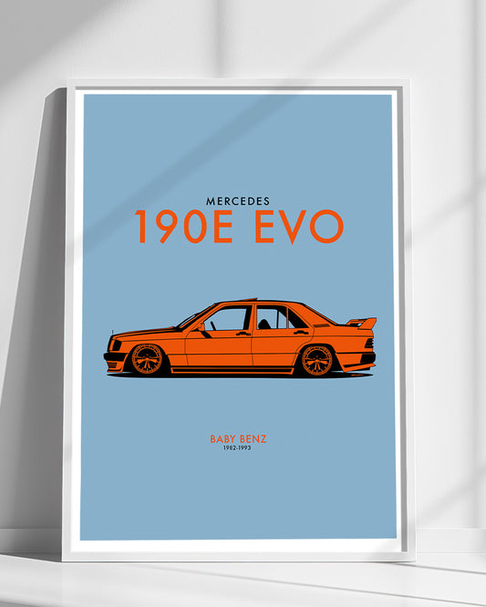 Vintage W201 190E Evo Wall Art Print