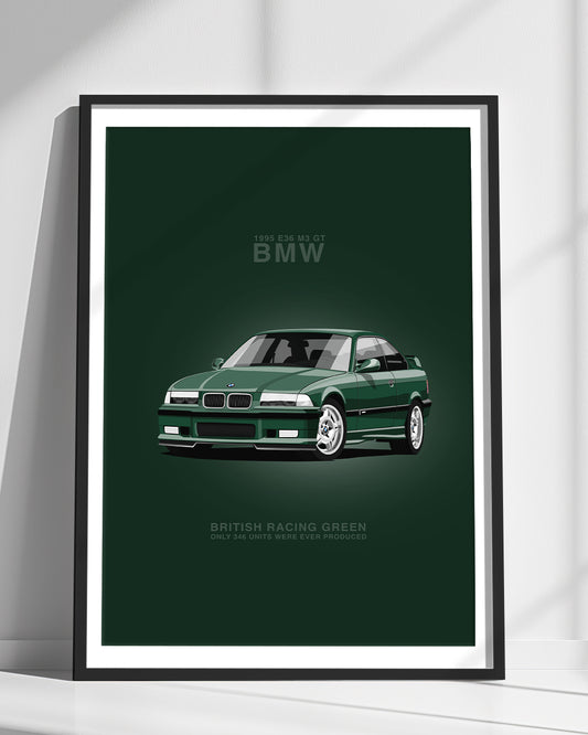 E36 M3 GT 90s Sports Car Wall Art Decor Print - Unframed
