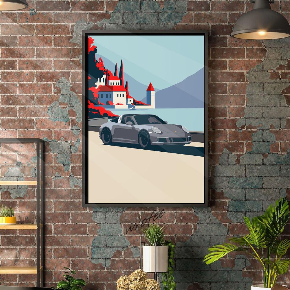 custom car portrait office wall decor
