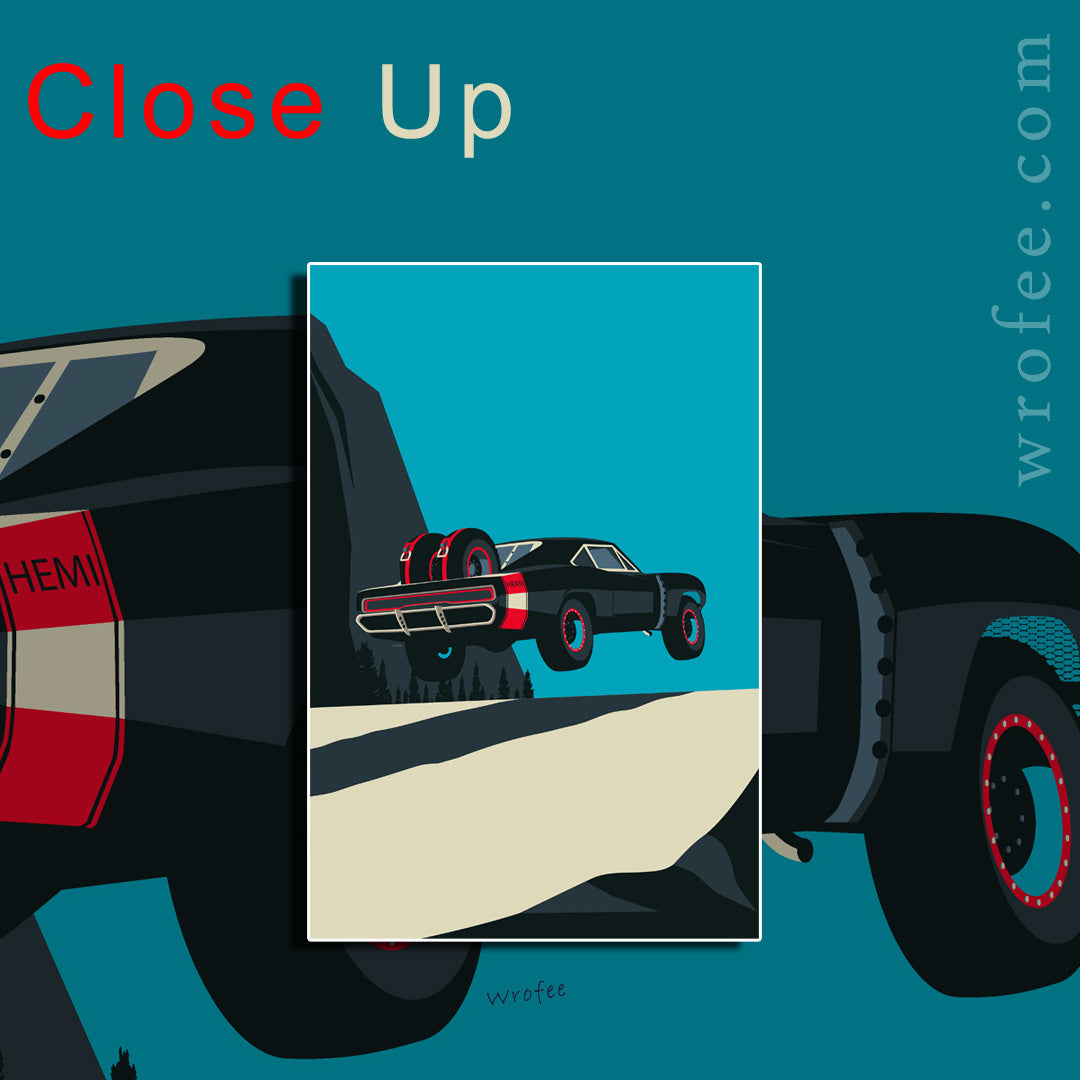 Charger RT Vintage Car Poster 4x4 Off Road Print