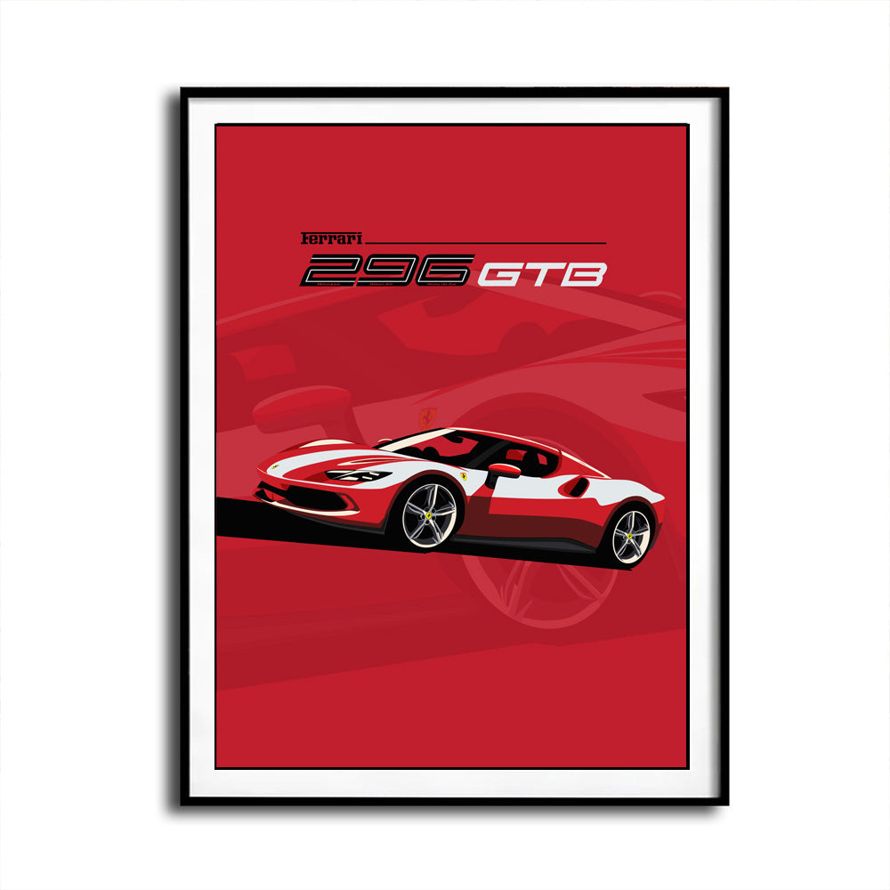 Art Poster Red Car Ferrari 488