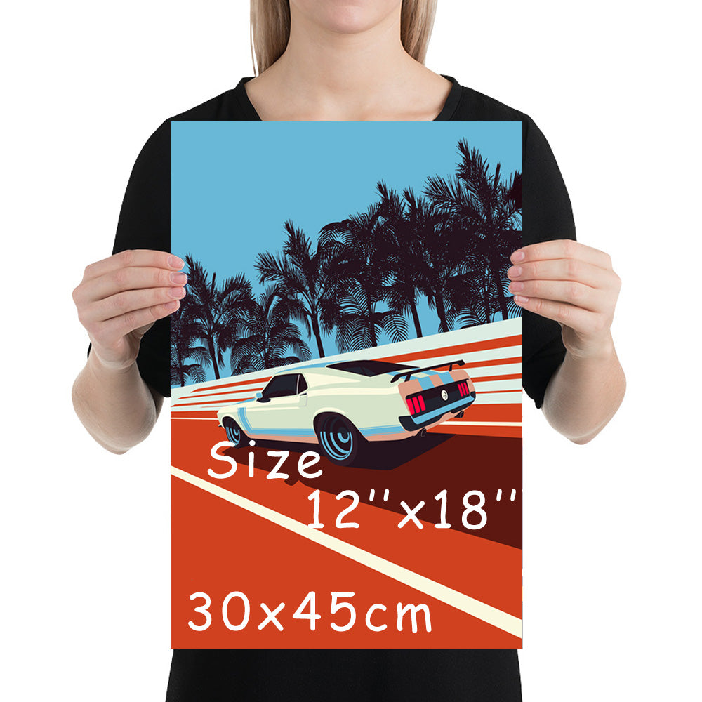 Baba Yaga & Vintage Mustang Boss 302 Muscle Car Print