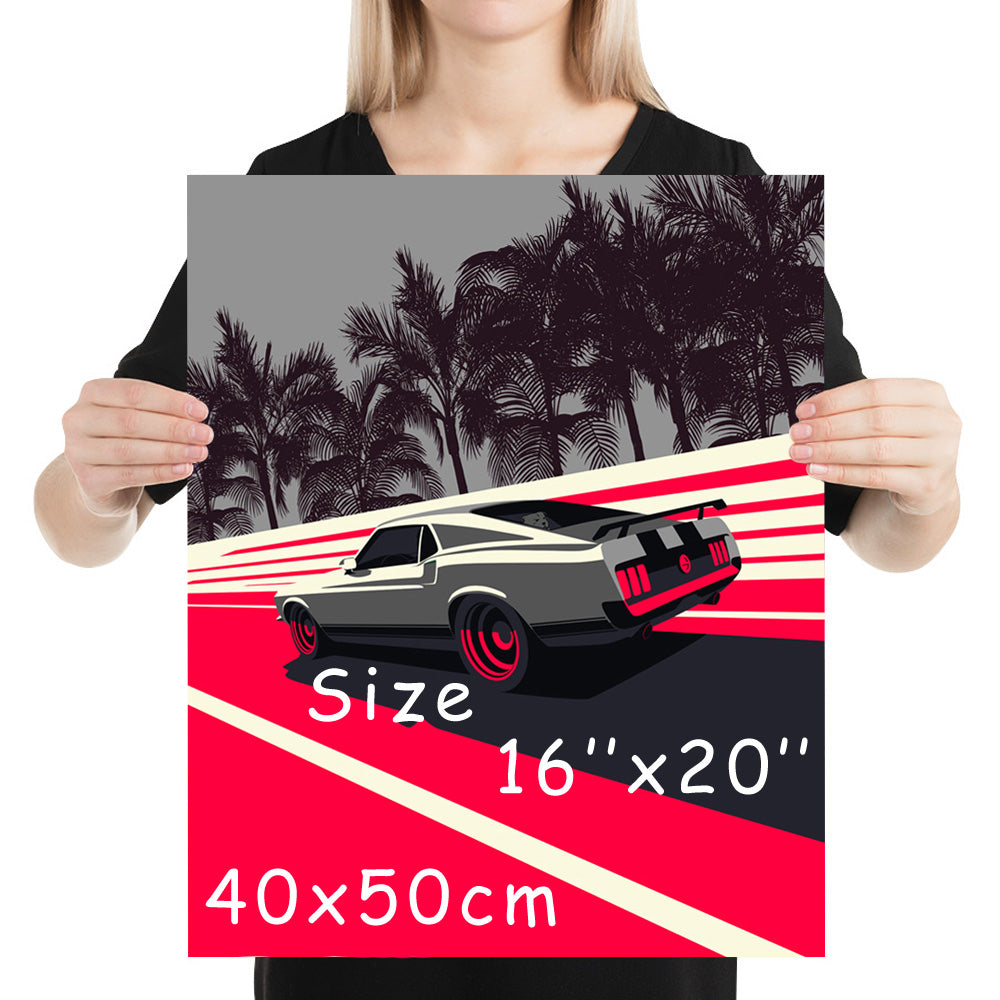 Baba Yaga & Vintage Mustang Boss 302 Muscle Car Print