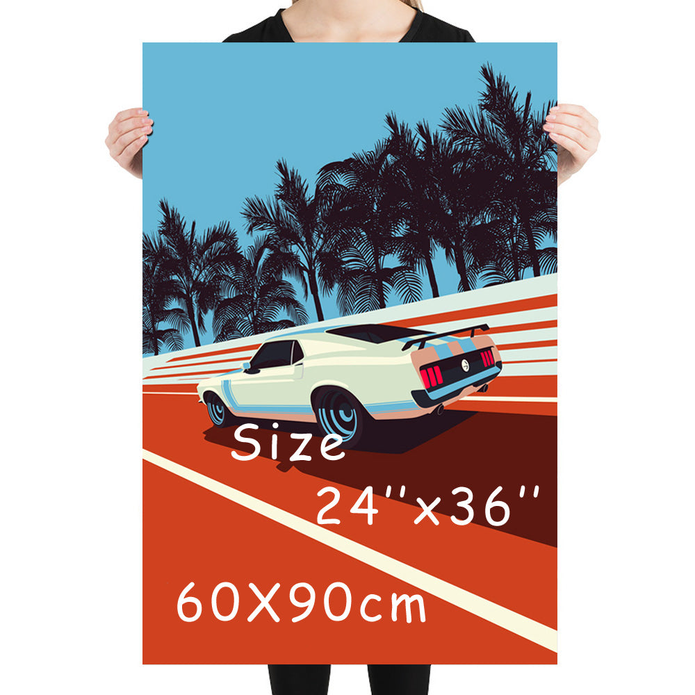 Baba Yaga & Vintage Mustang Boss 302 Muscle Car Print