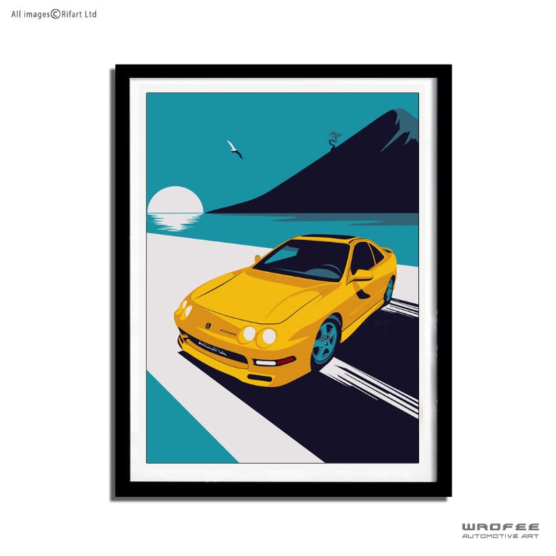 honda acura integra vintage car poster retro print canvas tapestry man cave gift present for him father enthusiast idea