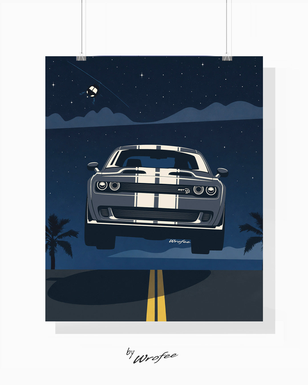 Challenger Hellcat Print Police Chase Wall Art Print (Unframed)