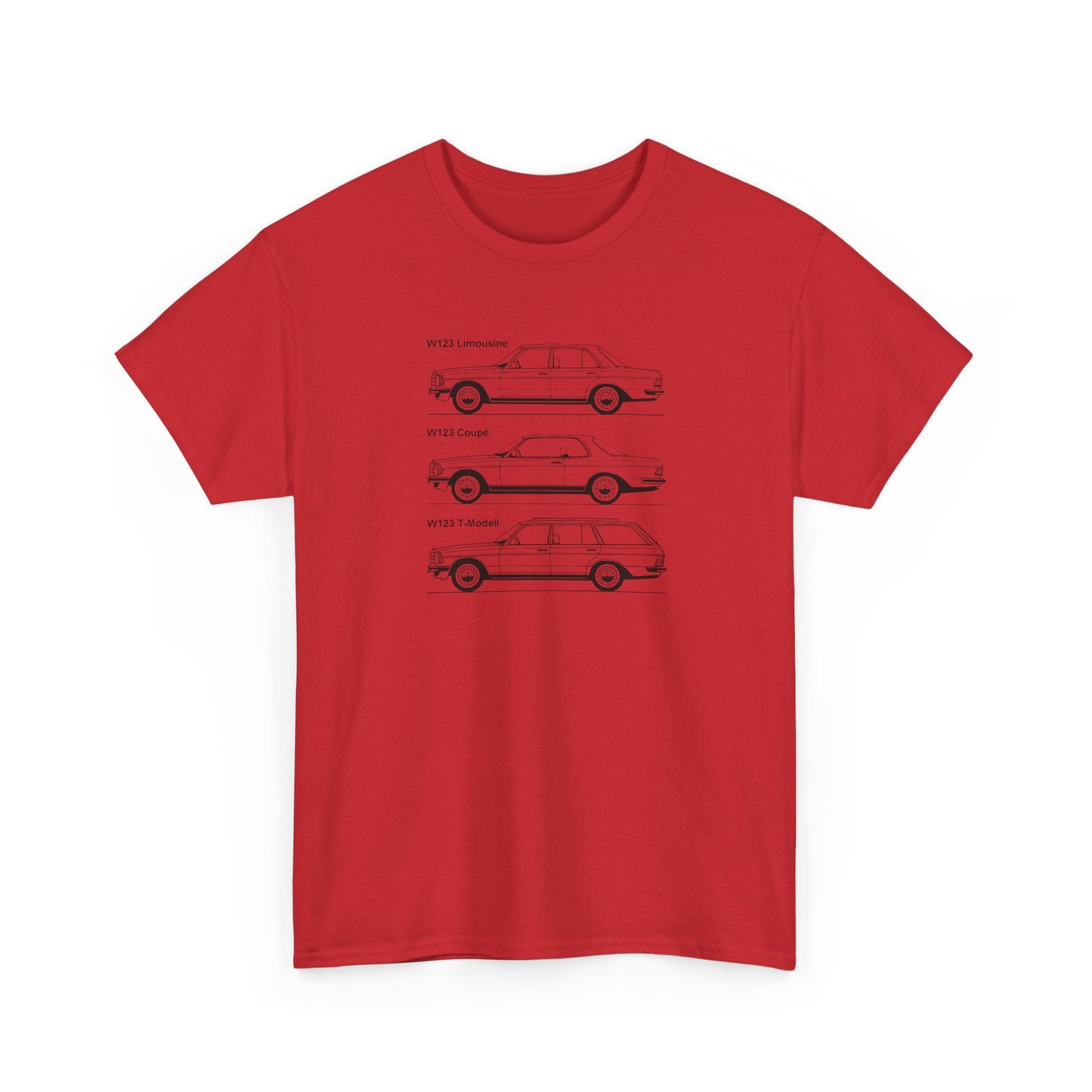 W123 Evolution Shirt - German Classic Car Technical Art Tee - Limousine Coupe Wagon Unisex Automotive Graphic Apparel