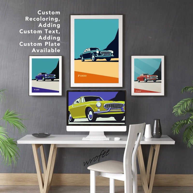 Volvo P1800 Vintage Car Inspired Poster