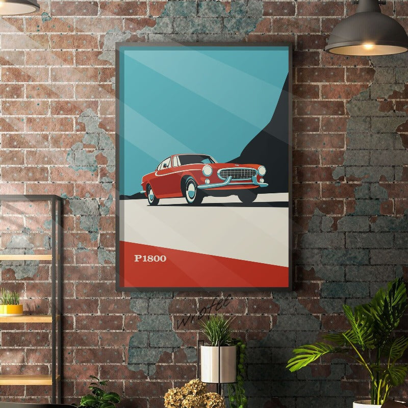Volvo P1800 Vintage Car Inspired Poster