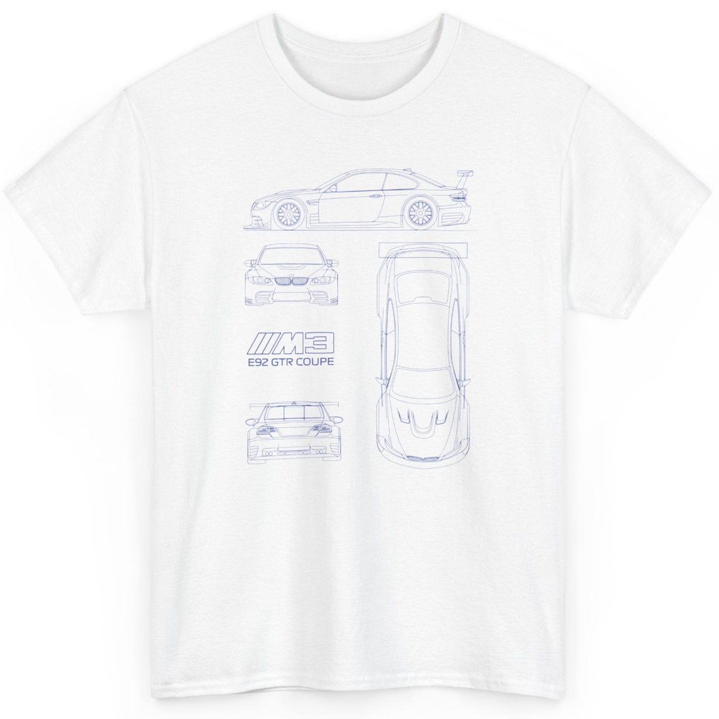 white bmw m3 blueprints shirt