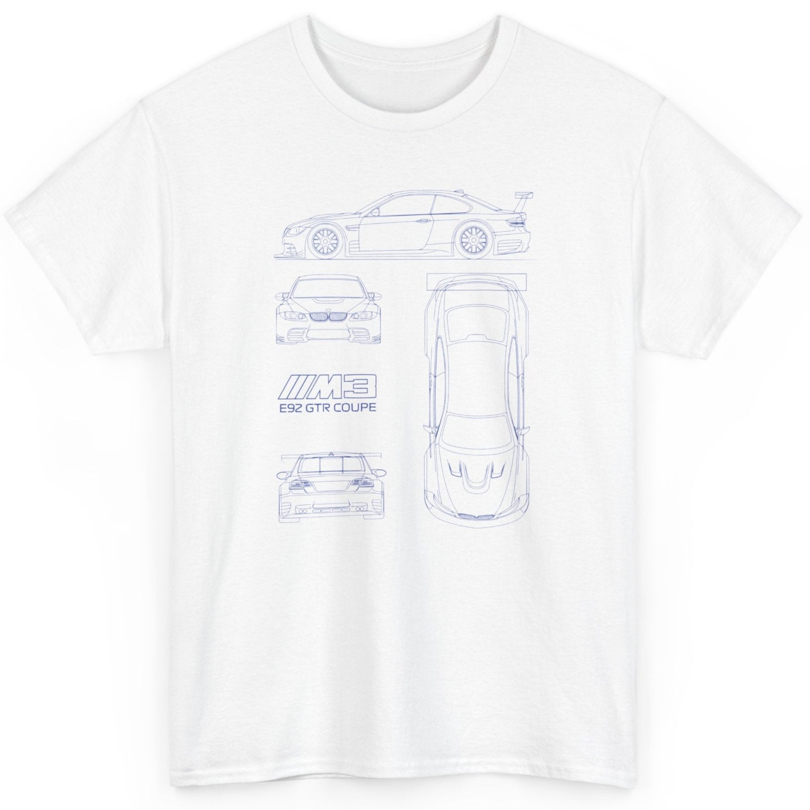 white bmw m3 blueprints shirt
