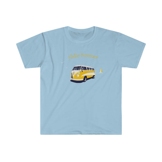 Vintage Surf Bus Hello Summer Unisex Softstyle T-Shirt