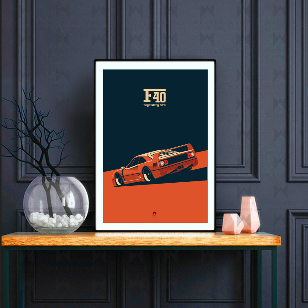 F40 Vintage Car Poster
