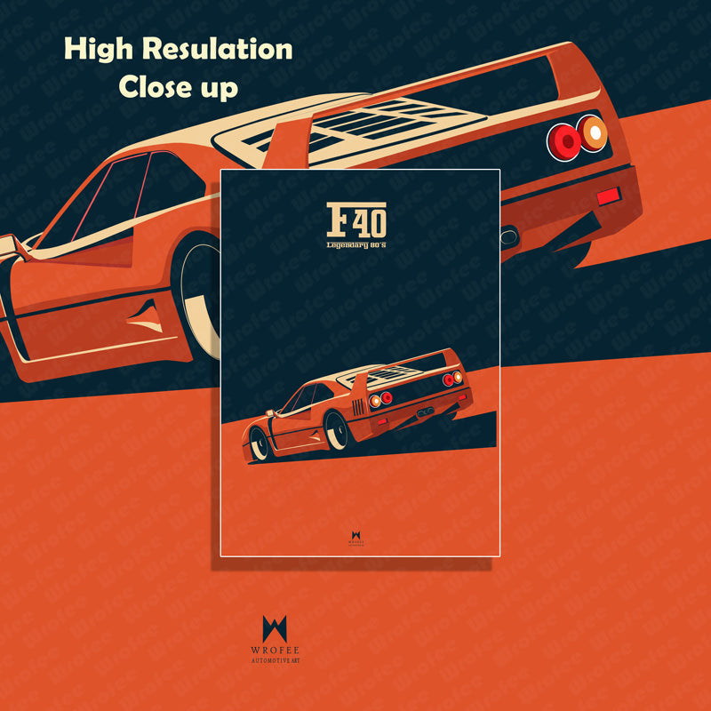 F40 Vintage Car Poster