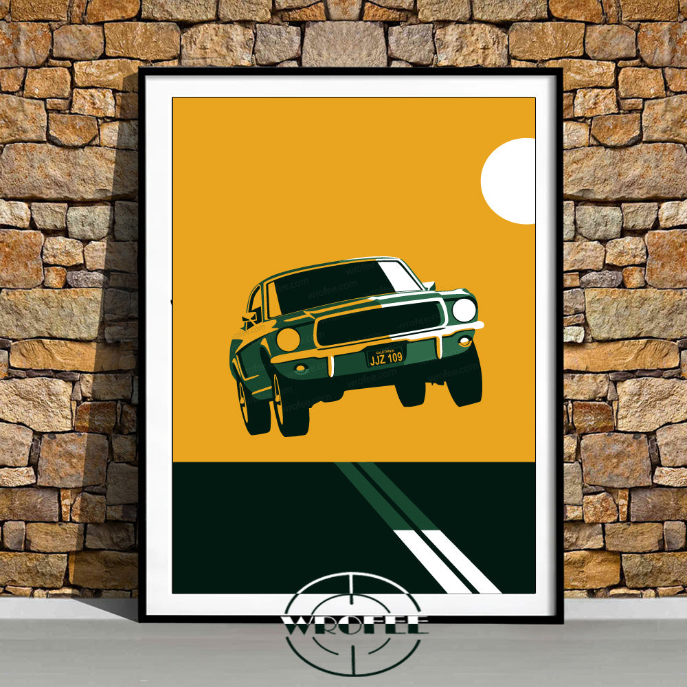 Bullit Vintage Mustang Muscle Car Print