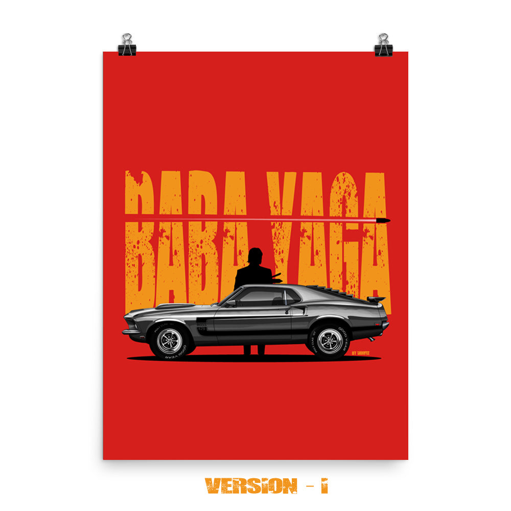 Baba Yaga & Vintage Mustang Boss 429 Muscle Car Print