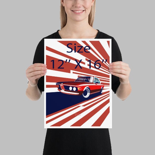 BMW E9 CLS Vintage Car Poster
