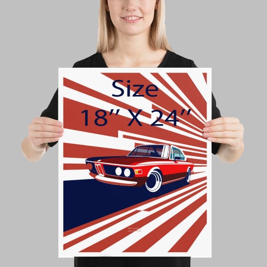 BMW E9 CLS Vintage Car Poster