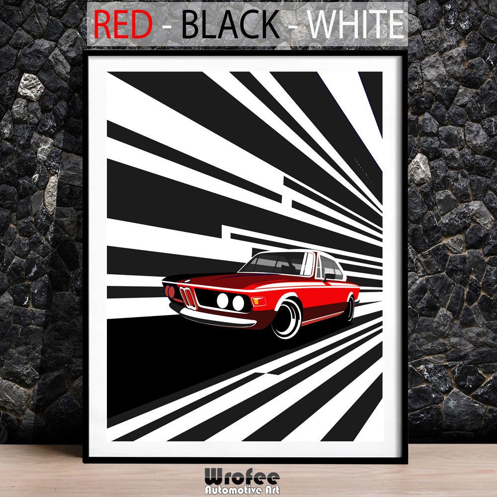BMW E9 CLS Vintage Car Poster