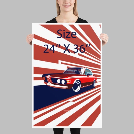 BMW E9 CLS Vintage Car Poster