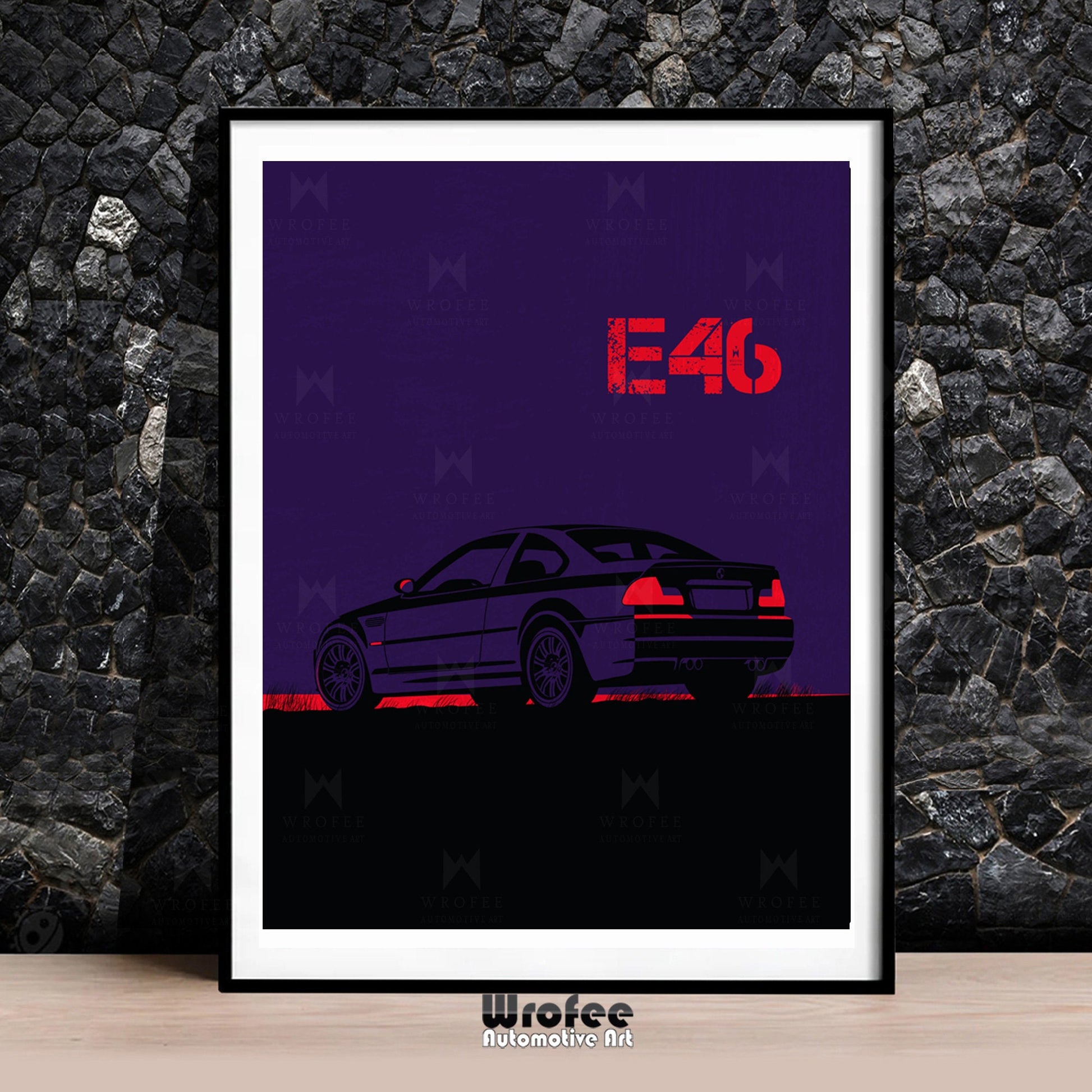 Retro BMW M3 E46 Minimalist Art Poster