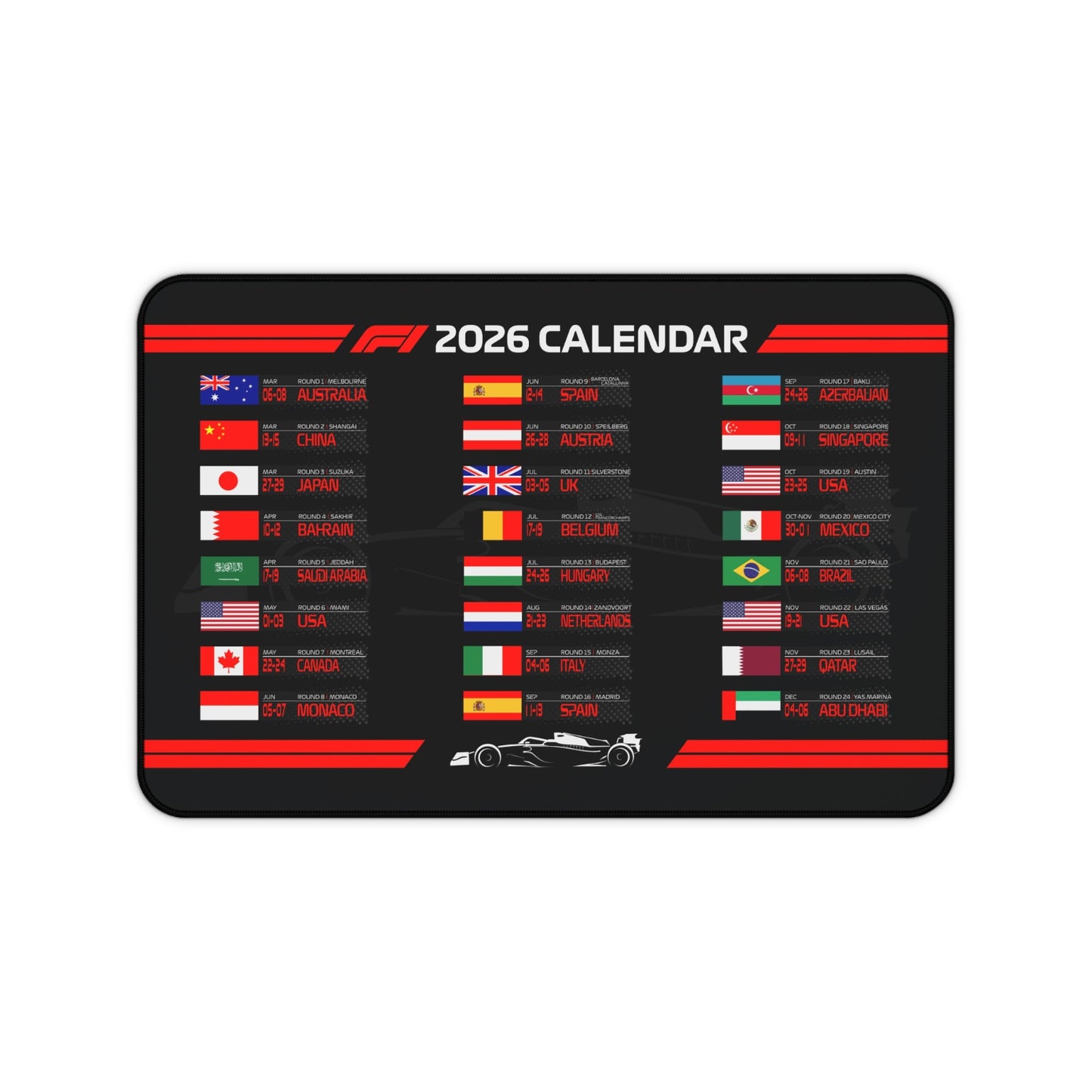 F1 2026 Season Calendar Mouse Pad