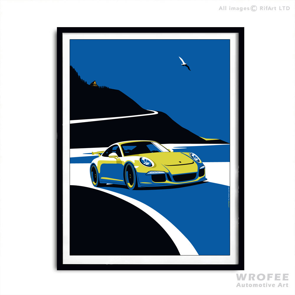 Porsch 911 GT3 991 Retro Vintage Car Wall Art Decor Print Poster