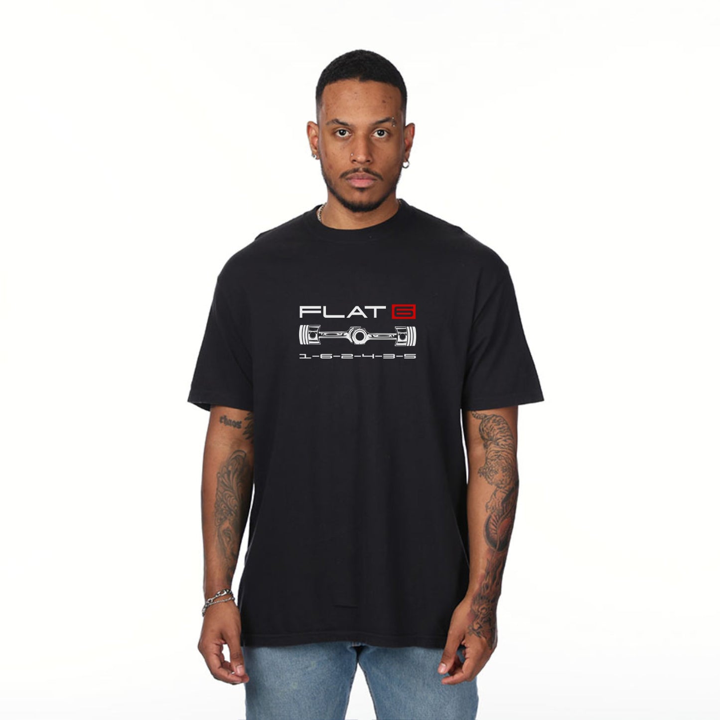 Flat-Six Engine Graphic T-Shirt – Boxer Engine Art Tee, Gift for 911 Air-Cooled Car Enthusiast