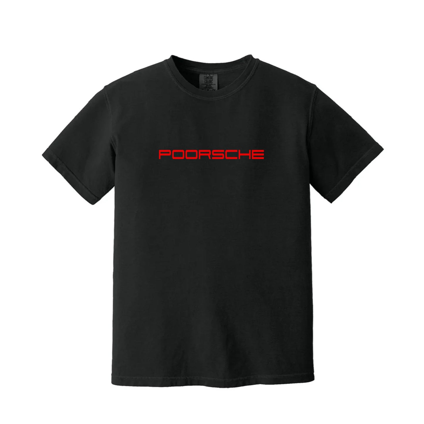 Black t-shirt with a text POORSCHE