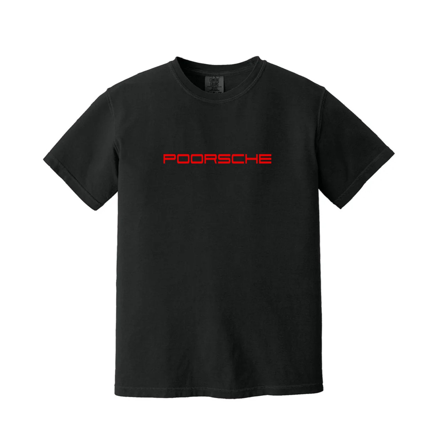 Black t-shirt with a text POORSCHE