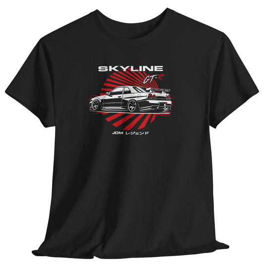 Black-Skyline-GTR-R34-Vintage-JDM-Car-Mens-T-shirt-Gift-for-dad-size-chart