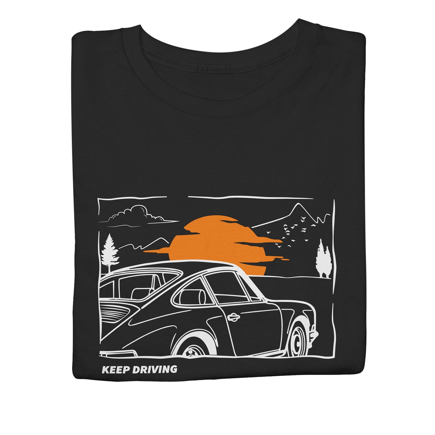 Keep Driving Air Cooled Retro Classic 911 Car Shirt, Flat 6 Vintage Automotive Enthusiast Graphic Tee, Road Trip Apparel