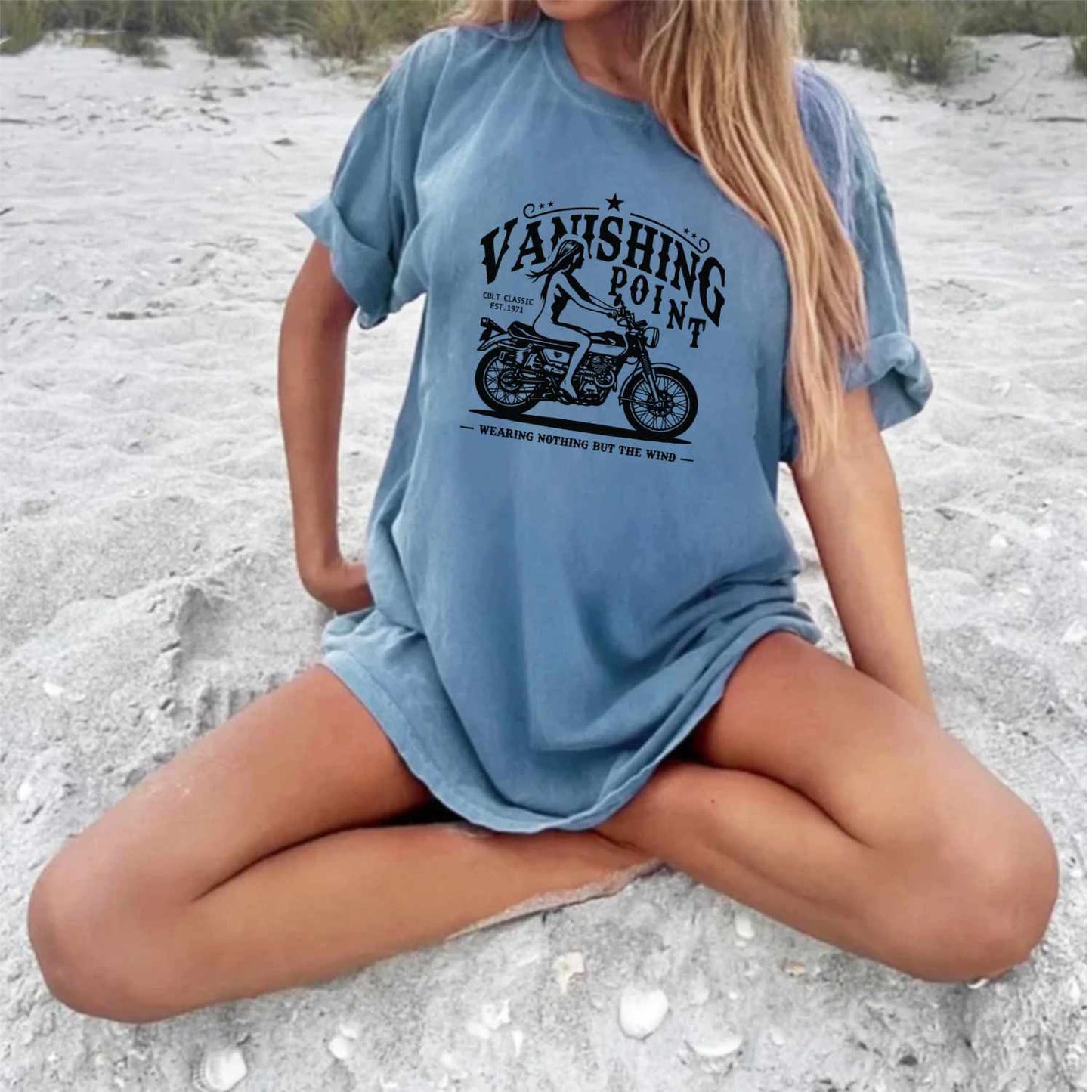 Vanishing Point T-shirt Biker Girl Angel Tee - Unisex Comfort Colors