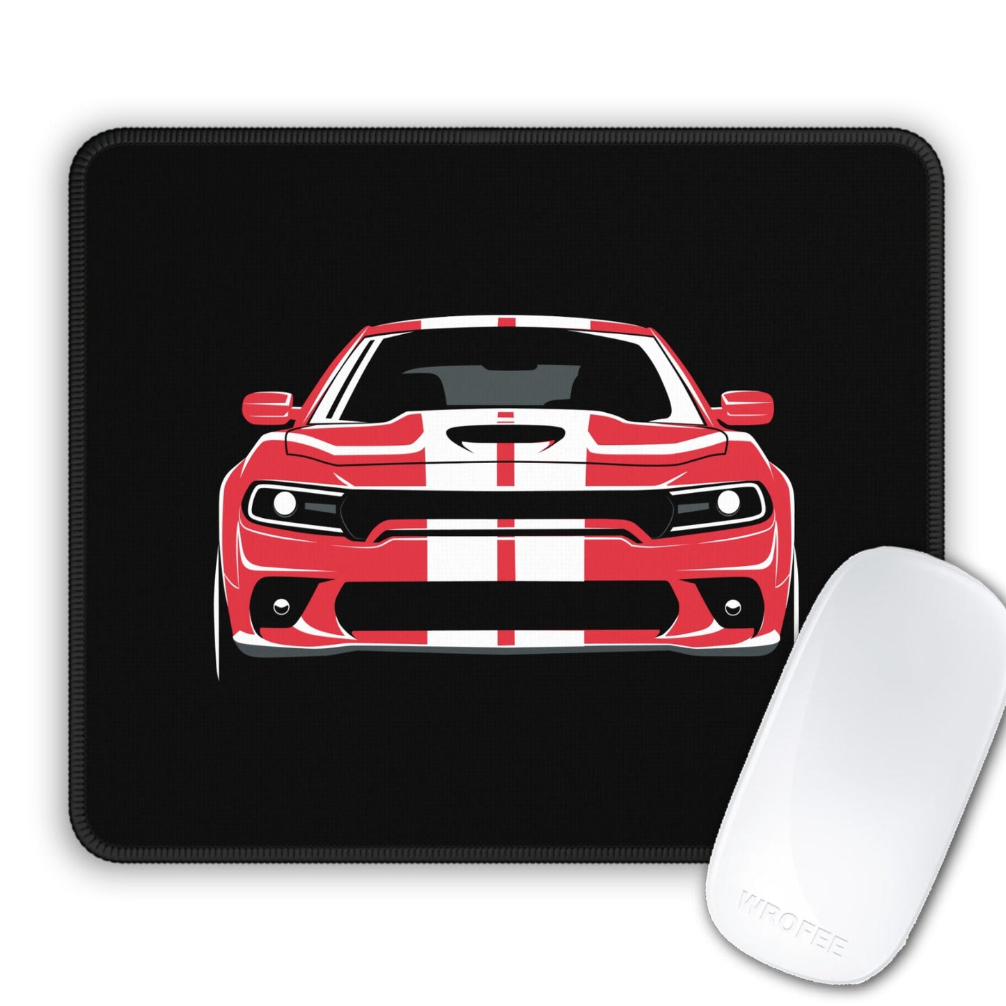 Mouse pad with a red Charger muscle car