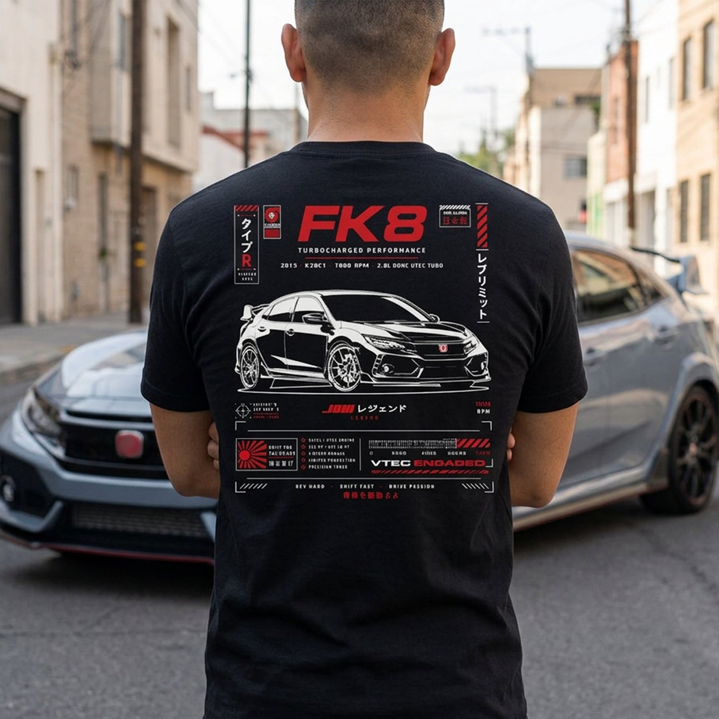 Honda Civic Type R JDM Car Shirt, EK9 EP3 FD2 FK2 FK8 FL5 Generations Enthuisast Track Day Tee