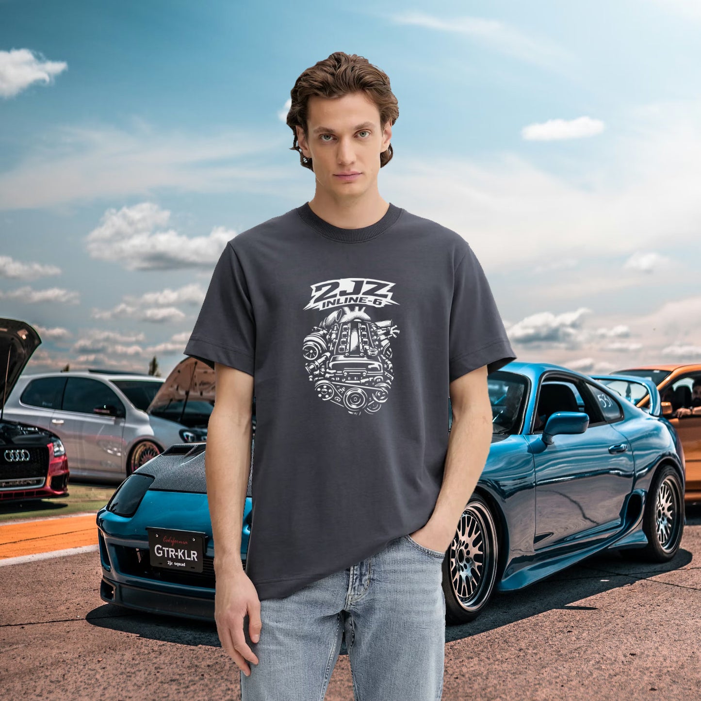 2JZ Inline-6 Engine Sketch T-Shirt: MK4 JDM Enthusiast Gift Comfort Colors