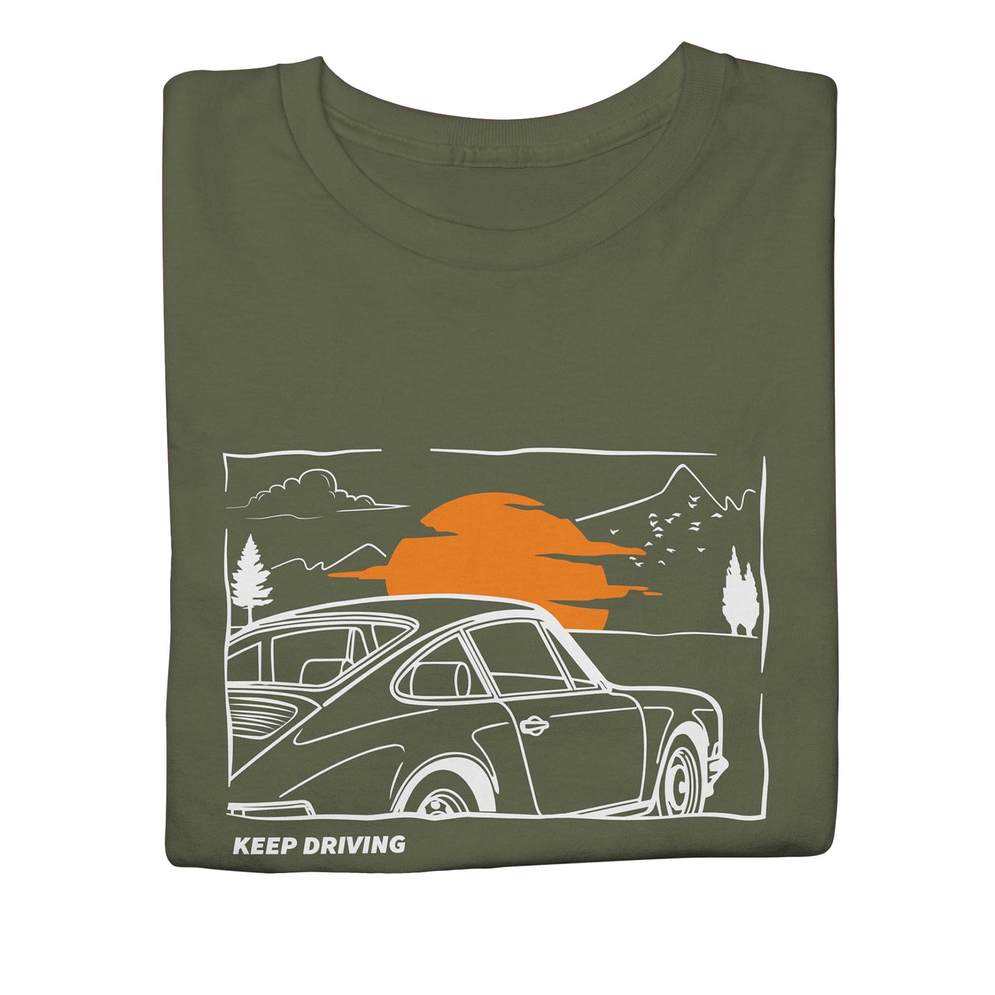 Keep Driving Air Cooled Retro Classic 911 Car Shirt, Flat 6 Vintage Automotive Enthusiast Graphic Tee, Road Trip Apparel