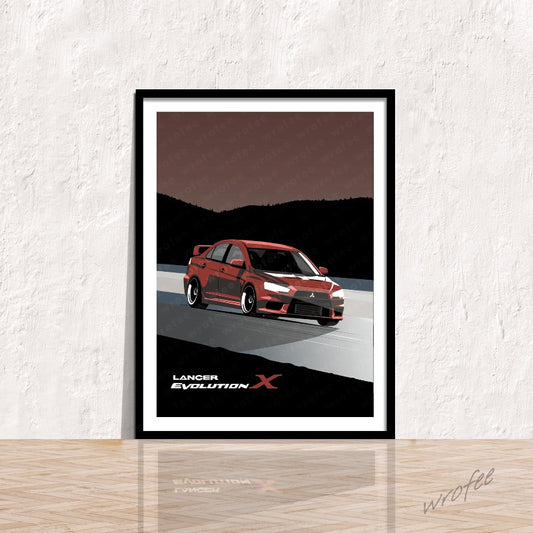 Mitsubishi Lancer Evolution x car poster