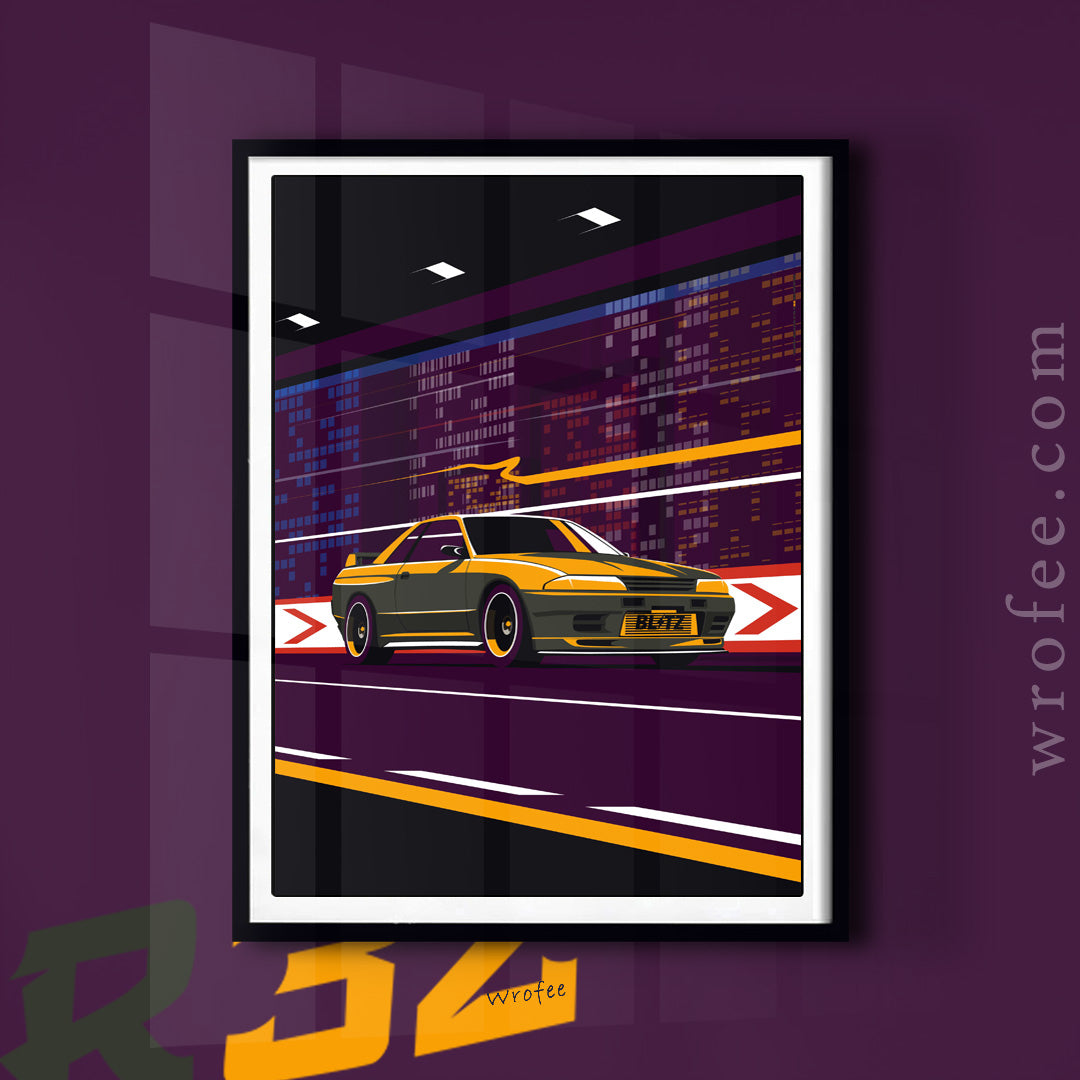 Skyline GTR R32 Vintage JDM Car Art Print