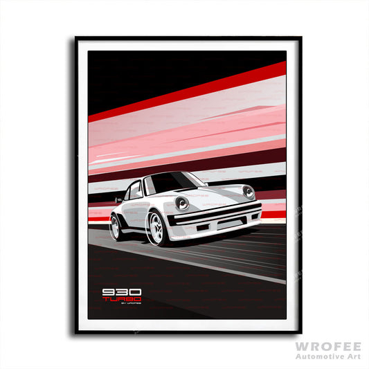 Porsche 911 930 Turbo Vintage Retro Classic Car Wall Art Decor Garage Poster
