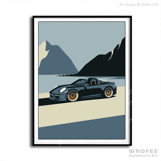 Porsche 911 992 Targa Wall Art Print Poster